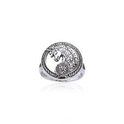 Open Celtic Unicorn Silver Ring TRI540