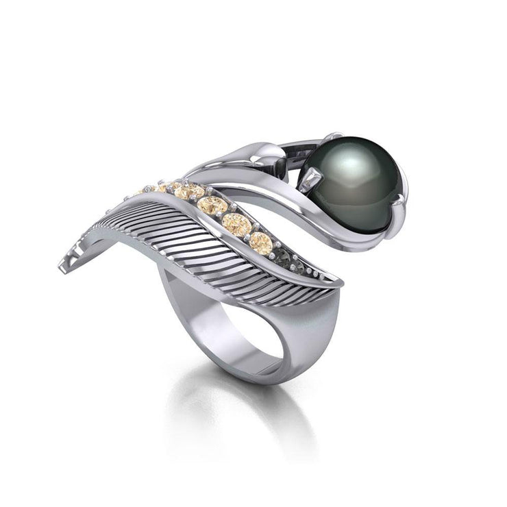 Graceful and free ~ Dali-inspired fine Sterling Silver Ring with Citrine gemstones TRI580