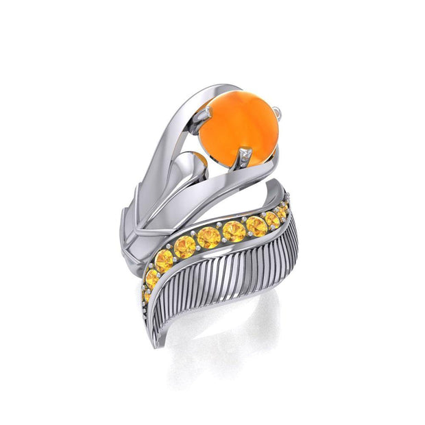 Graceful and free ~ Dali-inspired fine Sterling Silver Ring with Citrine gemstones TRI580 - Wholesale Jewelry