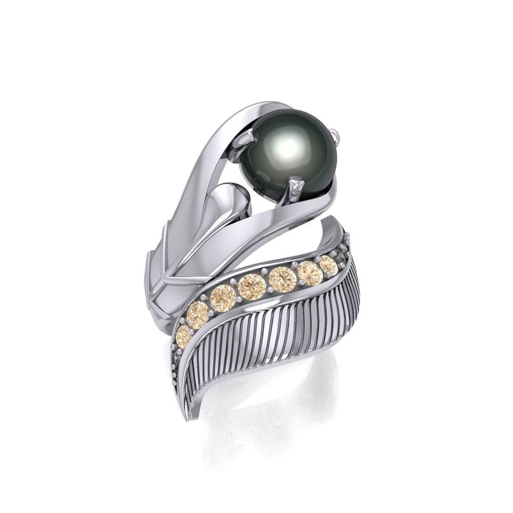 Dark Pearl with Braided Band Ring