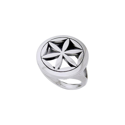 Mandala Single Flower Silver Ring TRI595