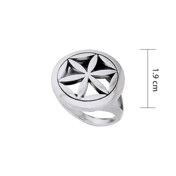 Mandala Single Flower Silver Ring TRI595