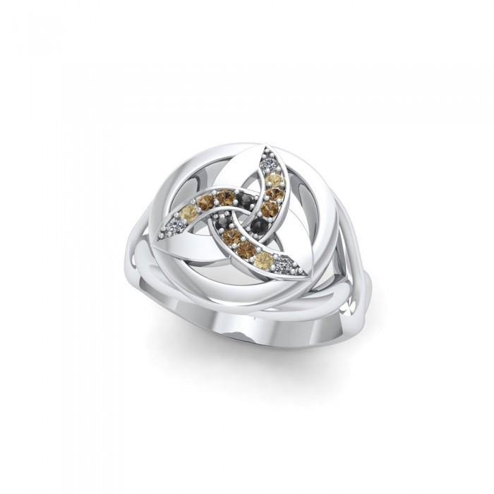An important reminder in three ~ Sterling Silver Celtic Trinity Knot Ring and Gemstones TRI659