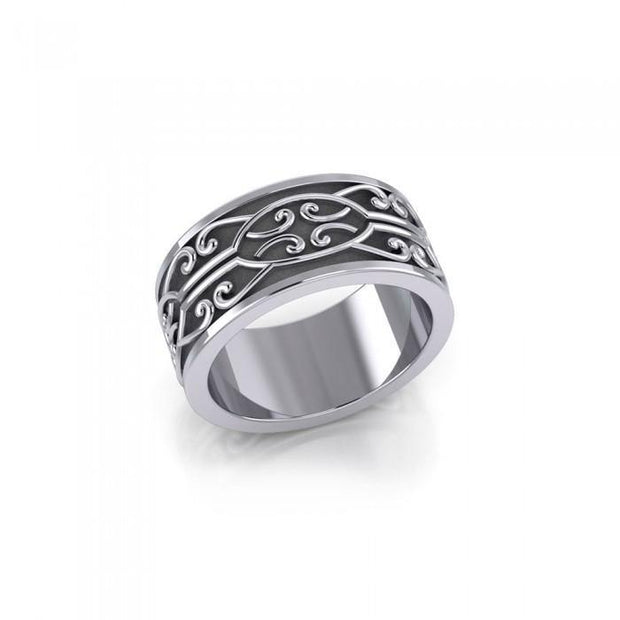Celebrate the many journeys in the spiral of life ~ Modern Celtic Knotwork Spiral Sterling Silver Ring TRI670
