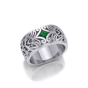 Happiness in eternal solitude ~ Modern Celtic Knotwork Sterling Silver Ring with Gemstone TRI671