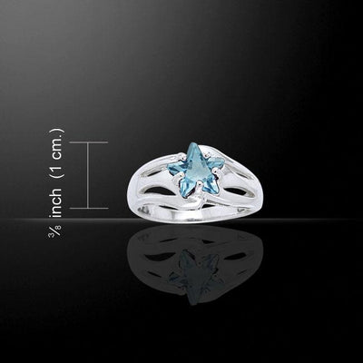 Designer Elegant Blue Cubic Zirconia Star Ring TRI724
