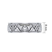 Unspoken words of love, friendship, and loyalty ~ Celtic Knotwork Claddagh Sterling Silver Ring TRI768