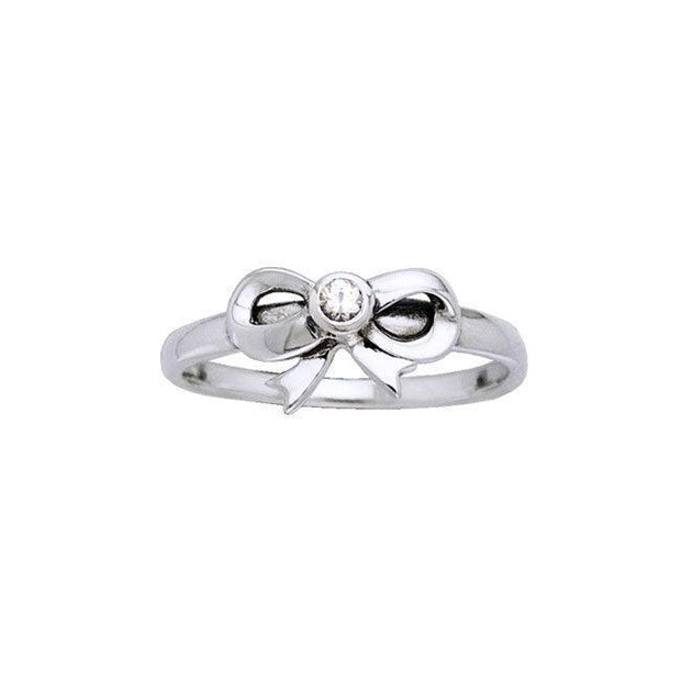 Ribbon Silver Ring with Gemstone TRI792