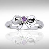 Ribbon Silver Ring with Gemstone TRI792