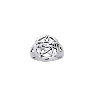 Kitchen Witch Pentacle Silver Ring TRI837