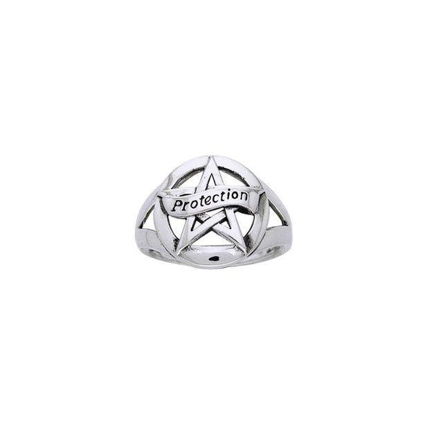Protection Pentagram Silver Ring TRI842
