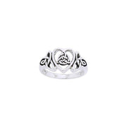 The purity of an endless heart ~ Celtic Knotwork Trinity Heart Sterling Silver Ring Ring