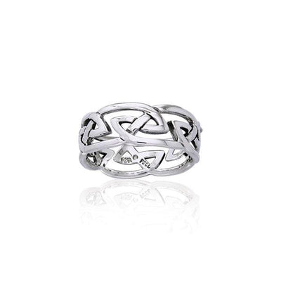 Modern Celtic Silver Ring TRI900