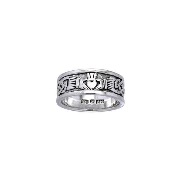 In a thousand years of love and eternity ~ Celtic Knotwork Claddagh Sterling Silver Ring TRI969