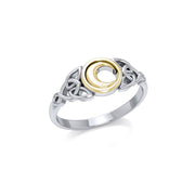 Celtic Moon Silver and Gold Ring TRV1746