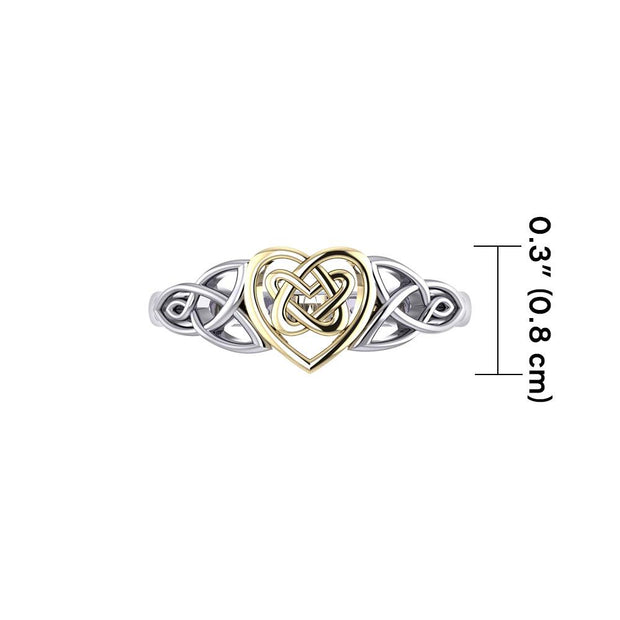 Celtic Knotwork Heart Silver and Gold Ring TRV1766