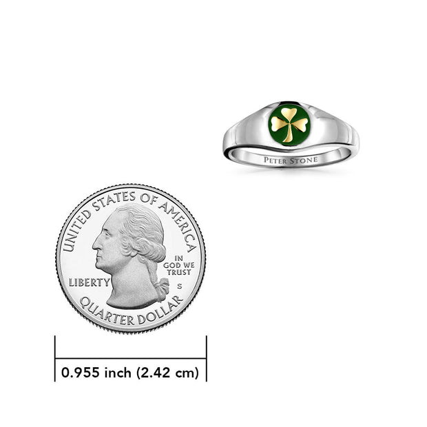 Shamrock Sterling Silver with Gold Accent Ring with Green Enamel TRV3686