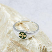 Shamrock Sterling Silver with Gold Accent Ring with Green Enamel TRV3686 - Wholesale Jewelry