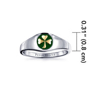 Shamrock Sterling Silver with Gold Accent Ring with Green Enamel TRV3686