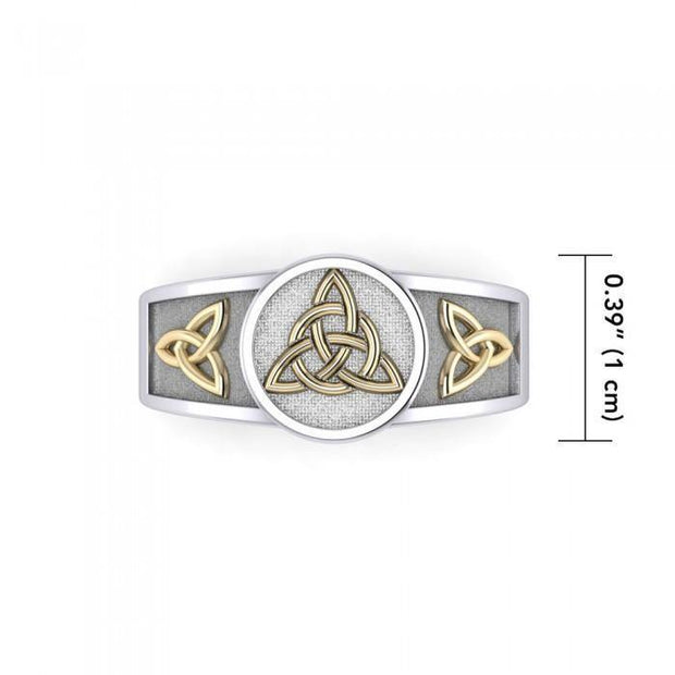 Triquetra Silver and Gold Accent Ring TRV3811