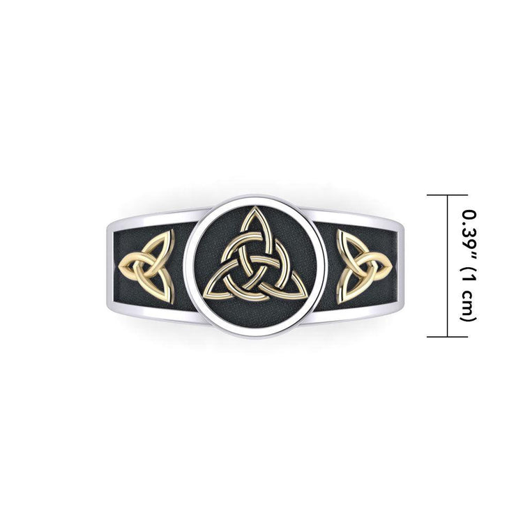 Triquetra Silver and Gold Accent Ring with Black Oxidize TRV3811