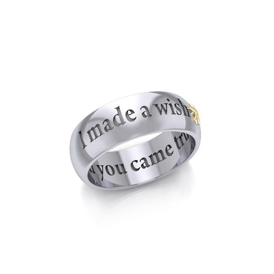 I made a wish and you came true Empower Word Silver and Gold Ring TRV3865 - Peter Stone Wholesale