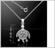 Celtic Knot Sea Turtle Silver Necklace Set TSE687