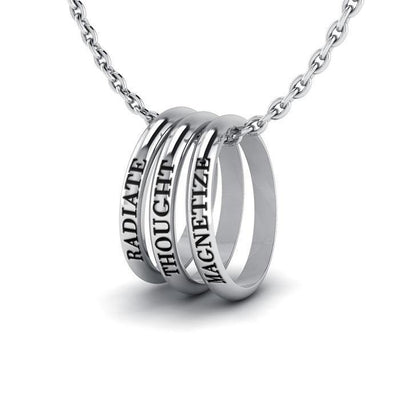 Empowering Words Radiate,Thought,Magnitize Silver Ring SetTSE028