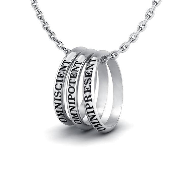 Empowering Words Omniscient Omnipotent Omnipresent Silver Ring Set TSE049