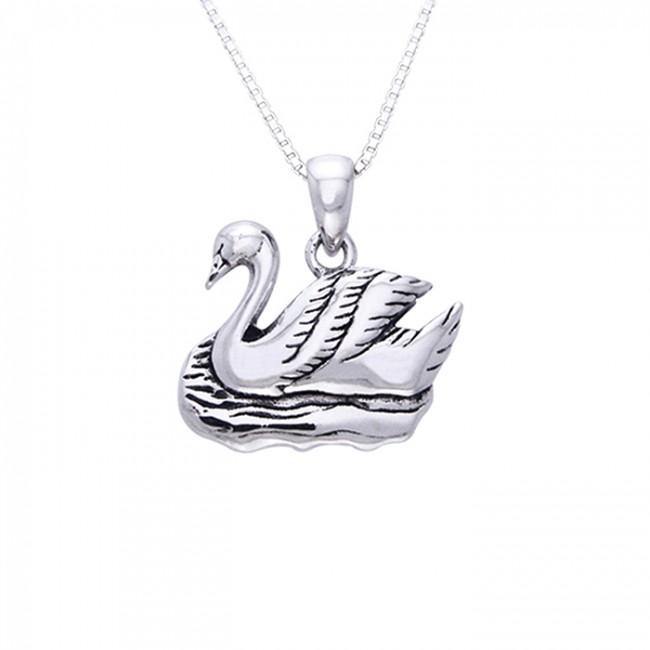 Sterling Silver Swan Necklace TSE146