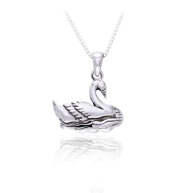 Sterling Silver Swan Necklace TSE147