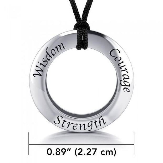 Wisdom Courage Strength Silver Pendant and Cord Set TSE268