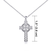 Silver Hollow Celtic Cross Pendant and Chain Set TSE731
