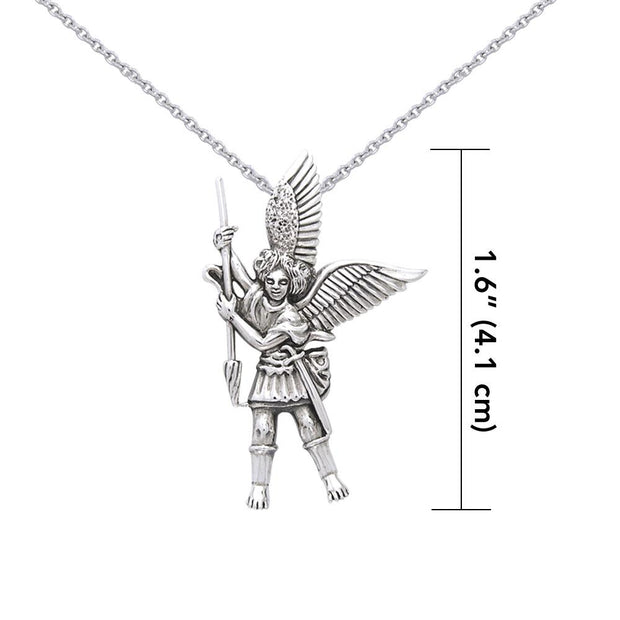 Silver Archangel Michael Pendant and Chain Set TSE732
