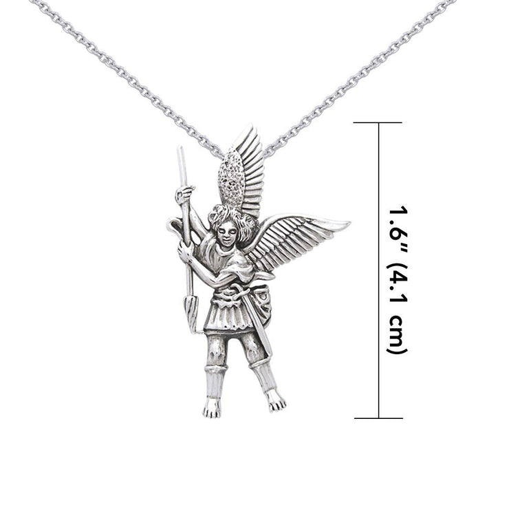 Silver Archangel Michael Pendant and Chain Set TSE732