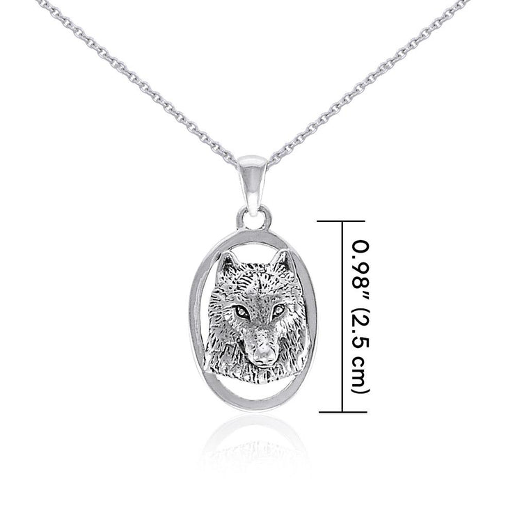 Silver Wolf Head Pendant and Chain Set by Ted Andrews TSE741