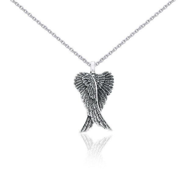 Small Silver Angel Wings Pendant and Chain Set TSE760