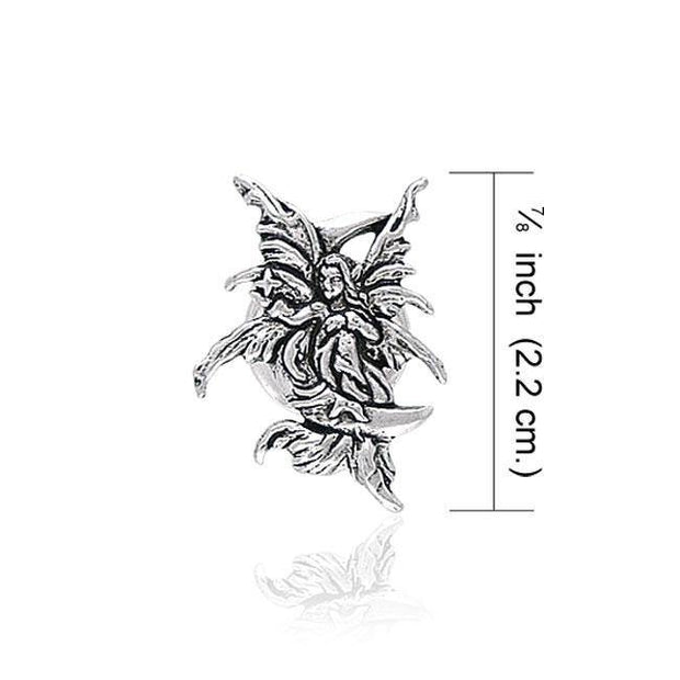 Amy Brown Stargazer Moon Fairy Tie Tac ~ Sterling Silver Jewelry TTT005