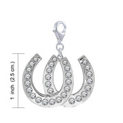 Horseshoes Equestrian Silver Clip Charm TWC162 - Wholesale Jewelry