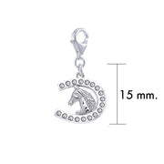 Horseshoe with Gems Silver Clip Charm TWC163 - Wholesale Jewelry