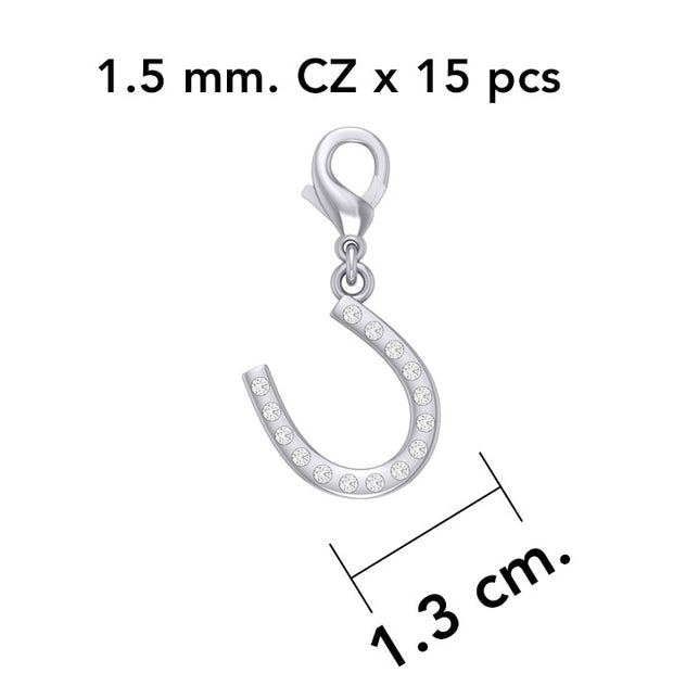 Horseshoe with Gems Silver Clip Charm TWC172