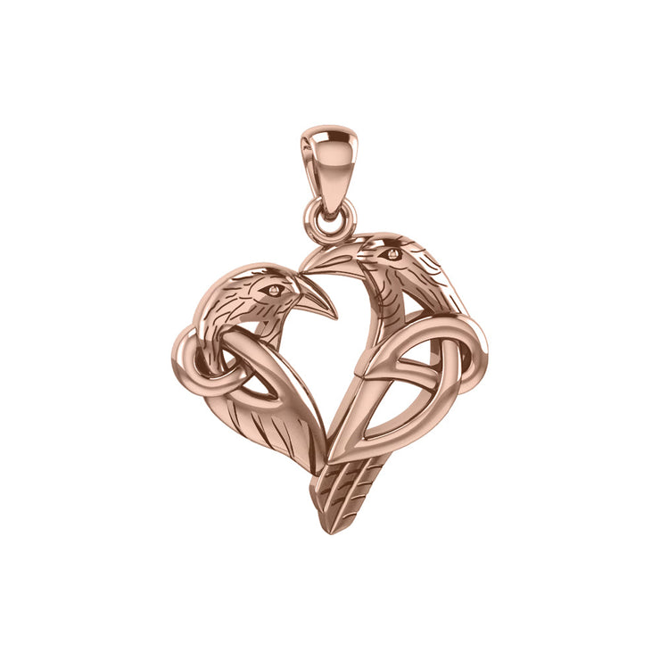 Love of The Mythical Celtic Heart Raven Rose Gold Jewelry Pendant UPD6025