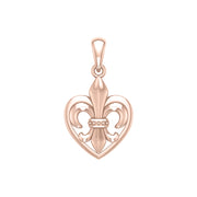 A powerful Rose Gold Jewelry Pendant Fleur-de-Lis and Heart UPD6067