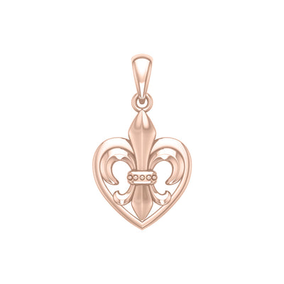 A powerful Rose Gold Jewelry Pendant Fleur-de-Lis and Heart UPD6067
