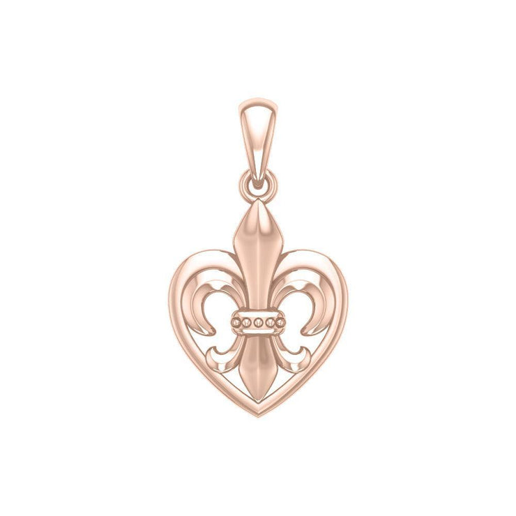 A powerful Rose Gold Jewelry Pendant Fleur-de-Lis and Heart UPD6067