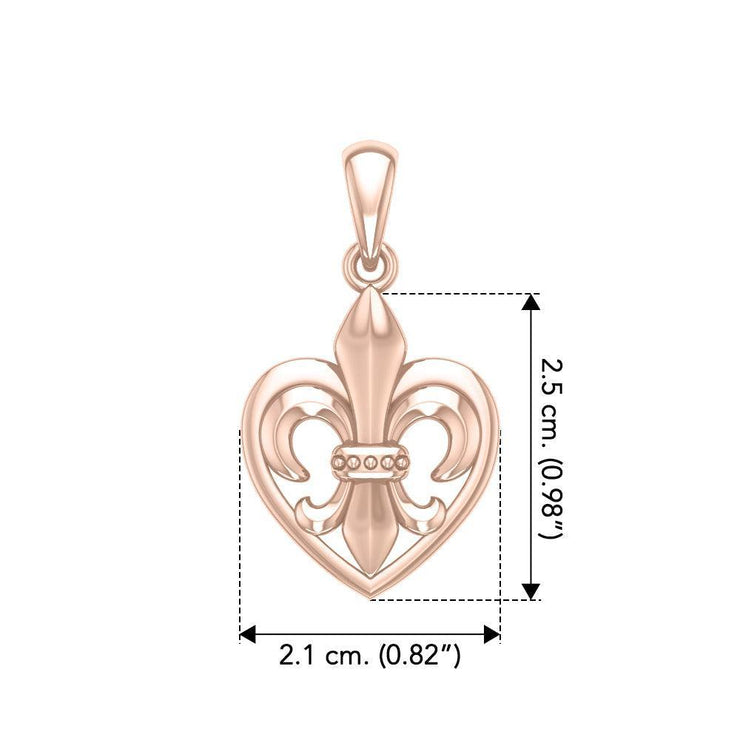 A powerful Rose Gold Jewelry Pendant Fleur-de-Lis and Heart UPD6067