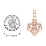 A powerful combination of Celtic elements Rose Gold Jewelry Pendant in Fleur-de-Lis and Celtic Cross UPD6068