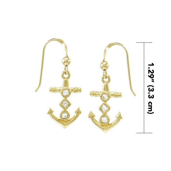 Anchor Gold Vermeil Earrings with Gemstone TER1451