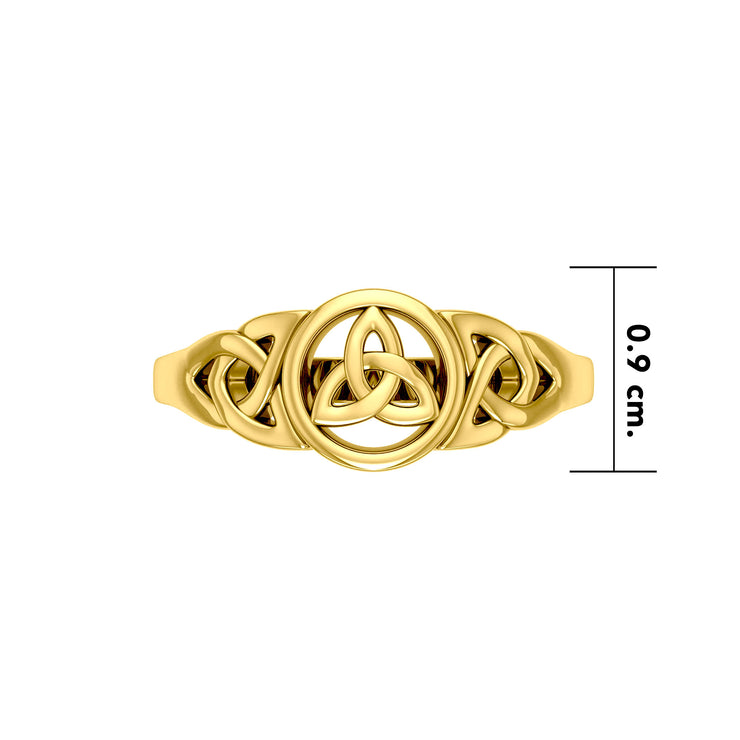 Celtic Trinity Knot Gold Vermeil Plate on Silver Ring VRI1275