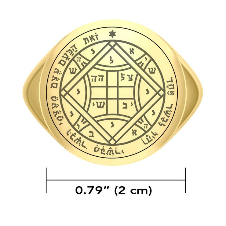 Solomon Seal of Love 18K Gold Vermeil Plate on Sterling Silver Signet Men Ring VRI1993